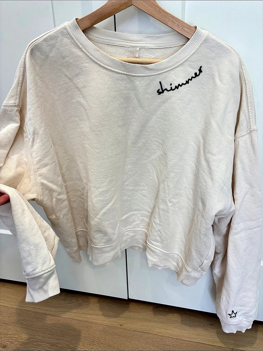 Pilcro Shimmer Embroidered Crewneck Sweatshirt cream/off-White women’s Small